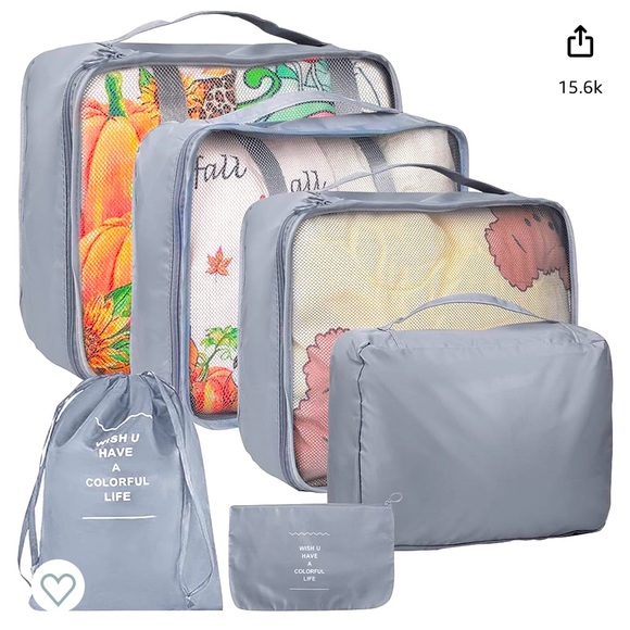 Other - 6 Set Packing Cubes, Grey Travel Luggage Packing Organizers, Excellent Condition